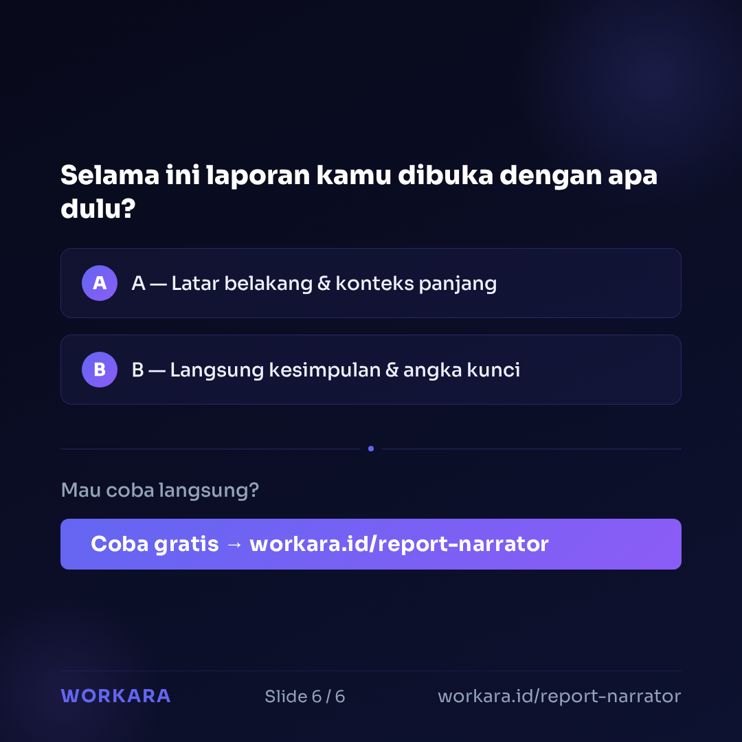 Coba Report Narrator di Workara